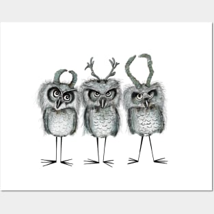 owls with horns Posters and Art